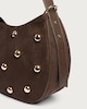 image 2 of SACHA Faux Suede Studded Shoulder Bag in Brown