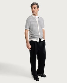 The F&F Edit Pure Cotton Jacquard Button Up Polo Shirt in Multi White