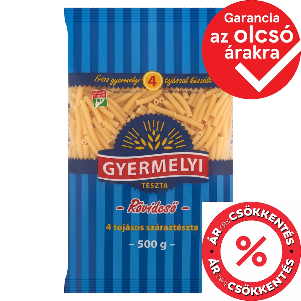 Gyermelyi Short Macaroni 4 Egg Dry Pasta 500 g