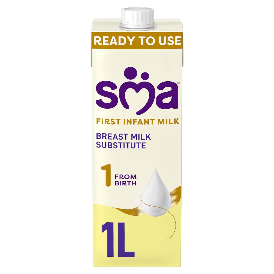 image 1 of SMA First Infant Baby Milk Formula Liquid Ready to Feed from Birth 1Ltr 