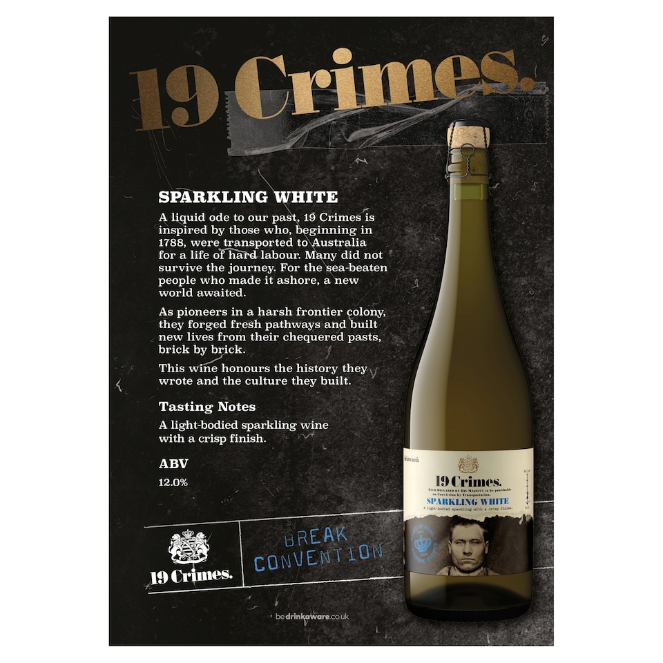 image 1 of 19 Crimes Sparkling White Wine 750ml