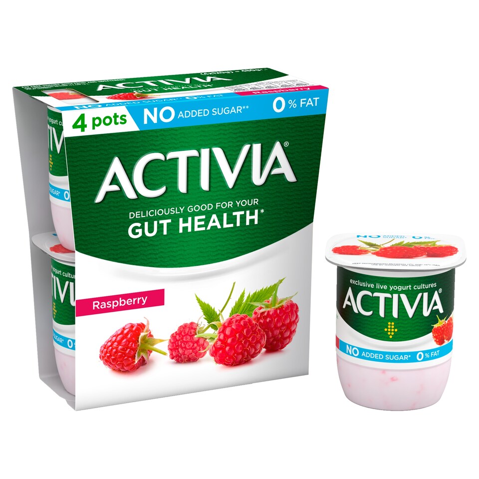 image 1 of Activia Fat Free Raspberry Yoghurt 4 X 120G