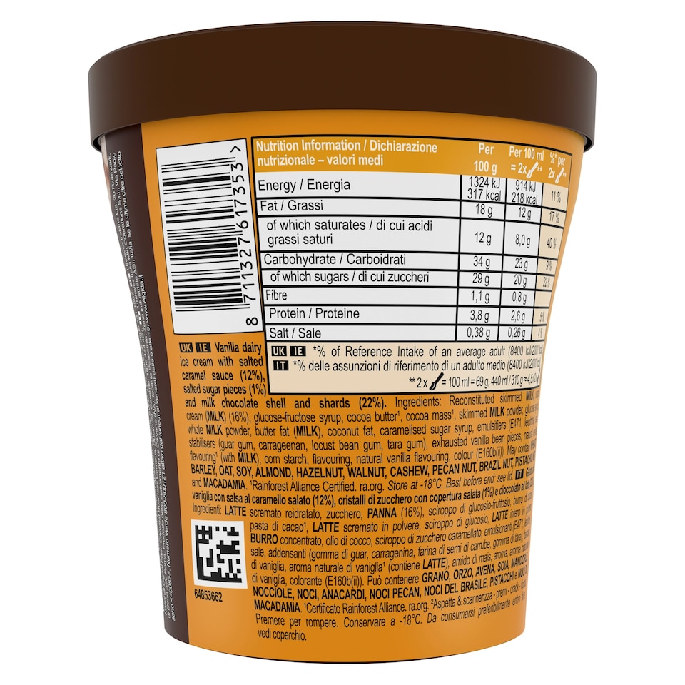 image 1 of MAGNUM DOUBLE SALTED CARAMEL ICE CREAM TUB 440ML