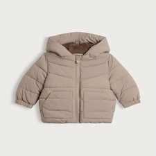 F&F Baby Bear Hood Shower Resistant Puffer Jacket in Brown