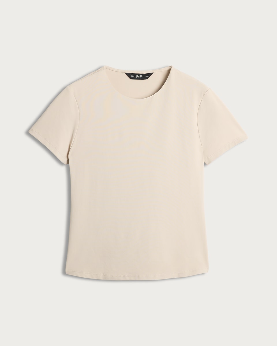 image 1 of F&F Polyamide Crew Neck Short Sleeved T-Shirt in Sand