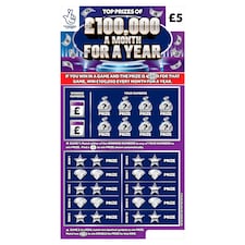 £100,000 A MONTH FOR A YEAR Scratchcard