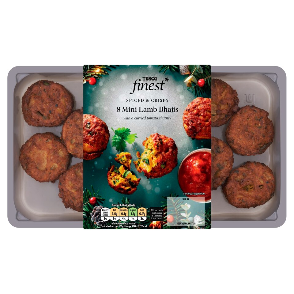 Tesco Finest 8 Mini Lamb Bhajis 240G