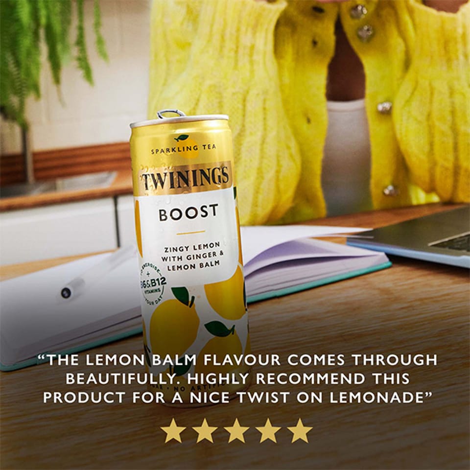 image 1 of Twinings Sparkling Tea Boost Zingy Lemon with Ginger 4x250ml