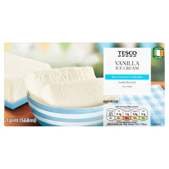 Tesco Vanilla Flavoured Ice Cream 568Ml Tesco Groceries