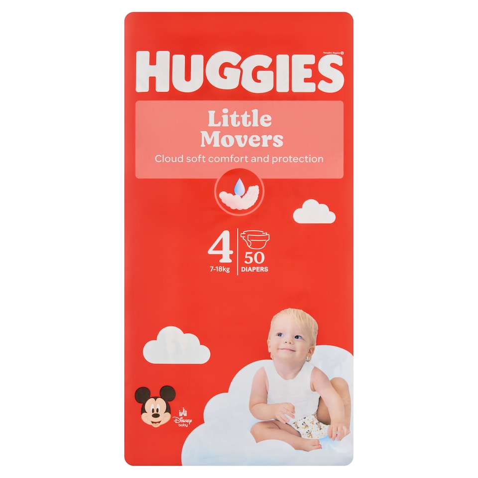 image 1 of Huggies Little Movers Diapers Size 4 Children 7-18 kg 50 pcs