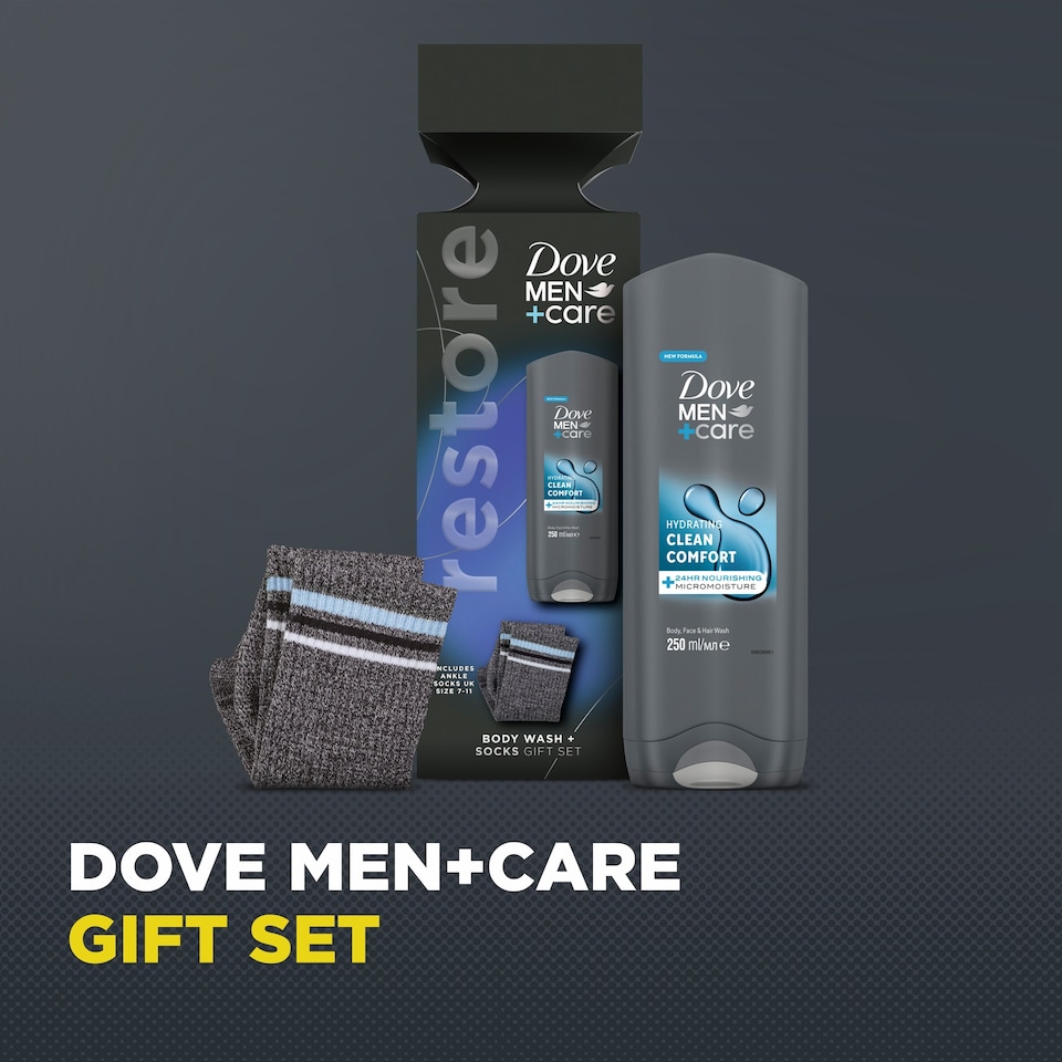 image 1 of Dove Men+Care Clean Comfort Bodywash & Socks Gift Set