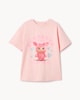 image 1 of F&F Girls Pure Cotton Monster T-Shirt in Pink
