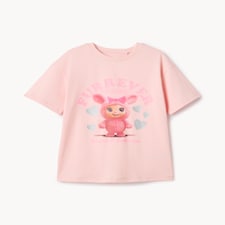 F&F Girls Pure Cotton Monster T-Shirt in Pink