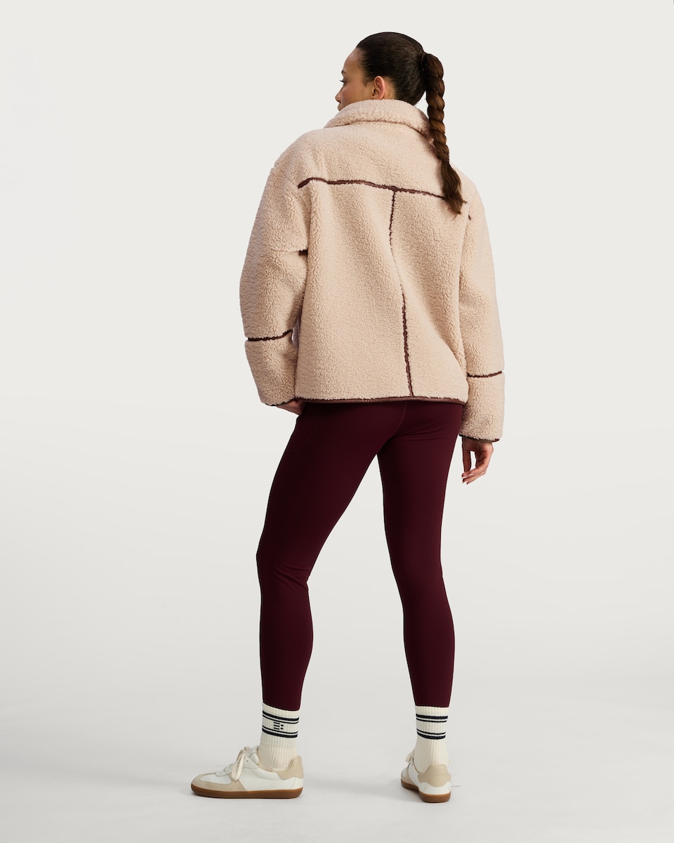image 1 of F&F Borg Funnel Neck Zip Through Jacket in Neutral