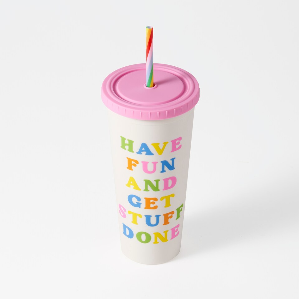image 1 of Paperchase Rainbow Straw Cup