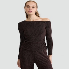 F&F Sparkle Asymmetric Long Sleeved Co-ord Top in Black