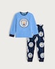 image 1 of Manchester City Football Club Print Minky Fleece Pyjamas in Blue