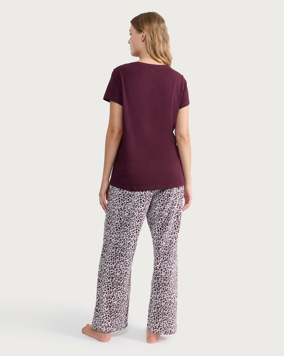 image 1 of F&F Cotton Rich Cosy Days T-Shirt and Bottoms Pyjamas in Purple