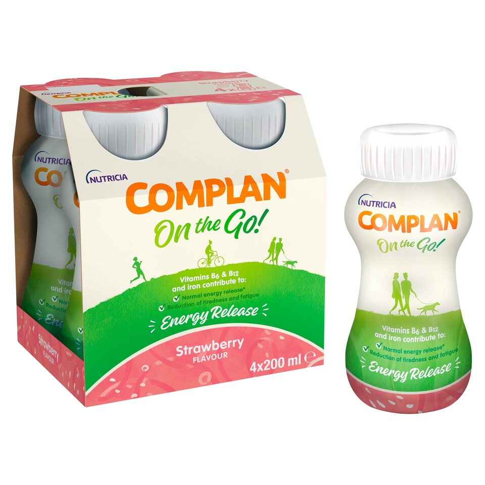 image 1 of Complan On The Go Liquid Food Supplement - Strawberry Flavour 4 x 200ml