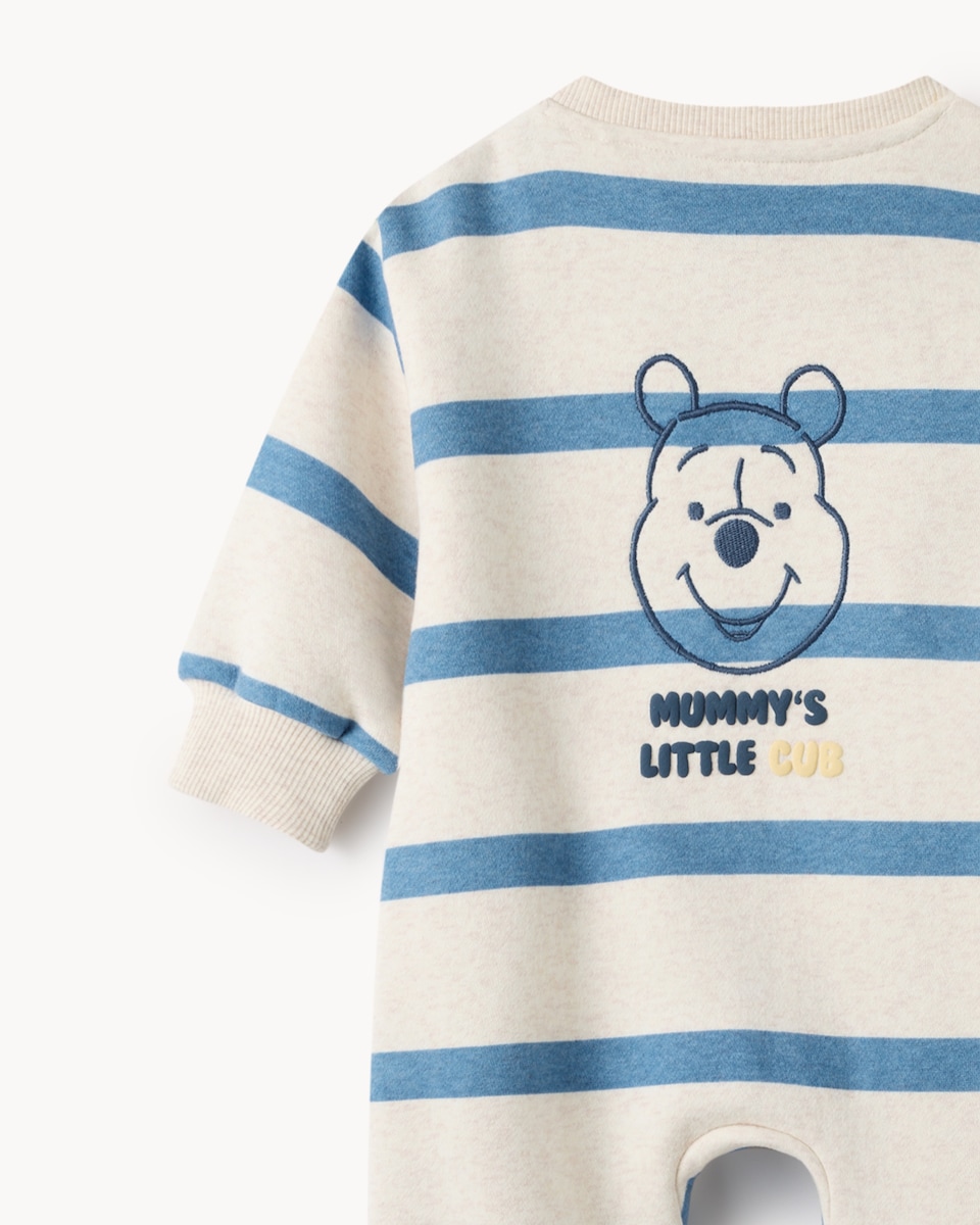 image 1 of Disney Winnie the Pooh Cotton Blend Striped Romper in White