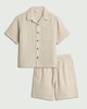 image 4 of F&F Boys 2-Piece Pure Cotton Textured Shirt and Shorts Set in Stone
