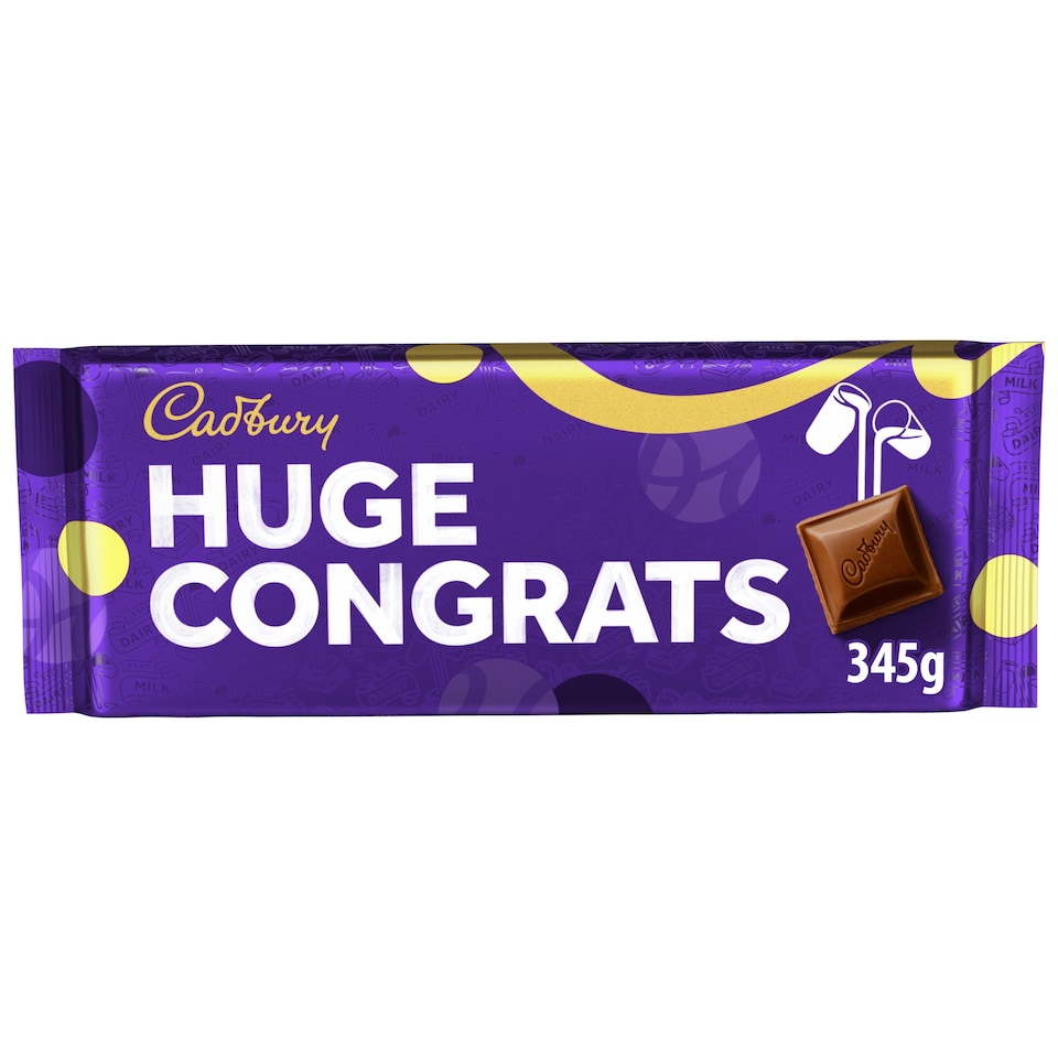 CADBURY DAIRY MILK HUGE CONGRATS CHOCOLATE BAR 345G