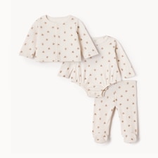 F&F Baby 3-Piece Teddy Print Set in Neutral