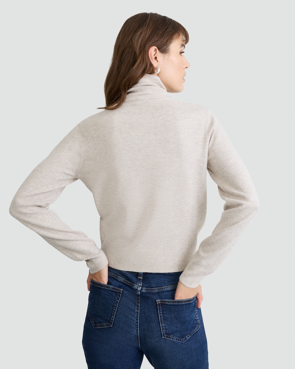 image 1 of F&F Knitted Roll Neck Jumper with Wool in Neutral