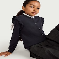 F&F School Girls Pure Cotton Cardigan in Navy