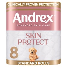 Andrex Skin Protect Toilet Tissue 8 Luxury Rolls 155 sheets