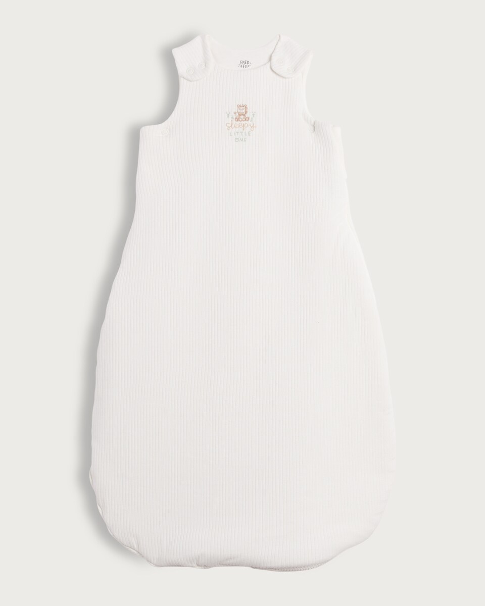 image 1 of F&F Baby Cotton Rich Sleepy Little One 2.5 Tog Sleeping Bag in White