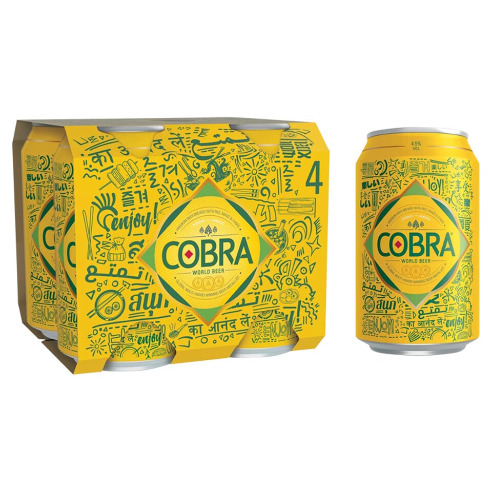 Cobra Premium World Lager Beer Can 4 x 330ml