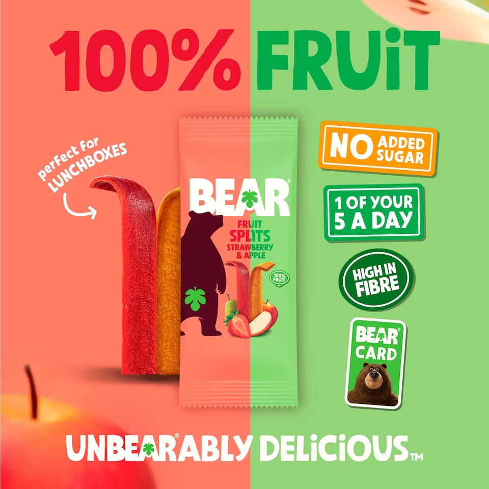 image 1 of BEAR Fruit Splits Strawberry & Apple Multipack 9x20g