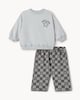 image 1 of F&F Baby 2-Piece Cotton Rich Little Bro Sweatshirt & Trouser Set in Grey