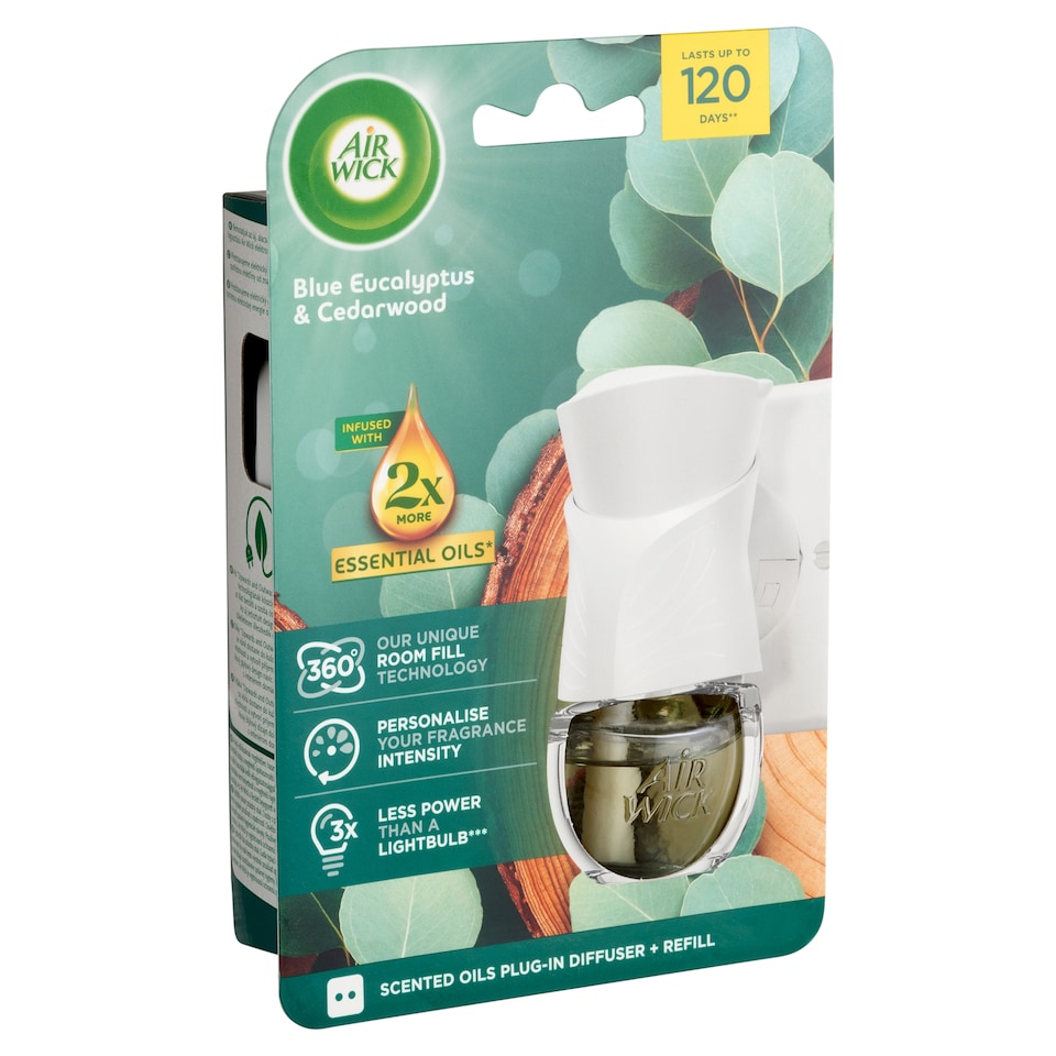 Air Wick Eukaliptusz és Cédrusfa elektromos légfrissítő készülék & utántöltő 19 ml