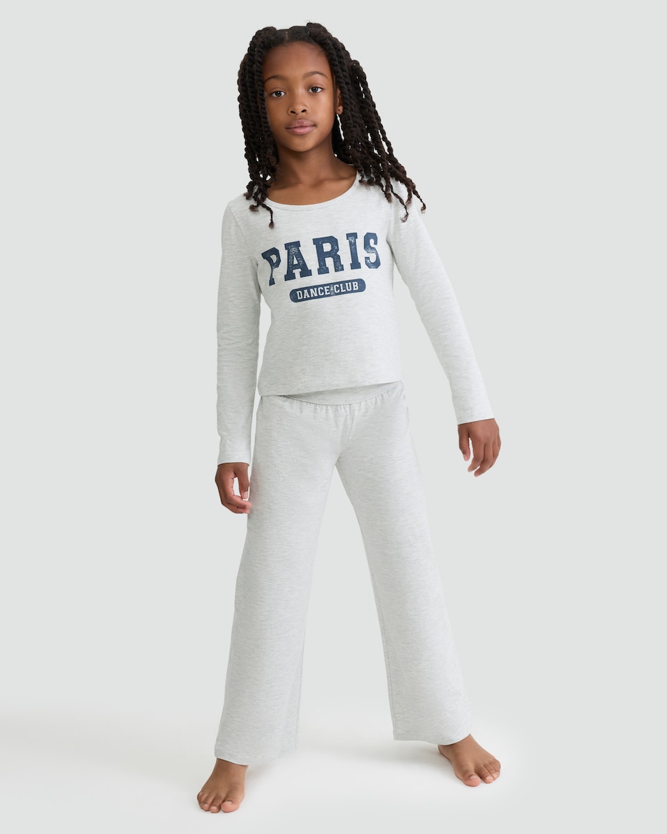 image 1 of F&F Girls 2-Pack Cotton Rich Paris Dance Club Pyjama Set in Navy