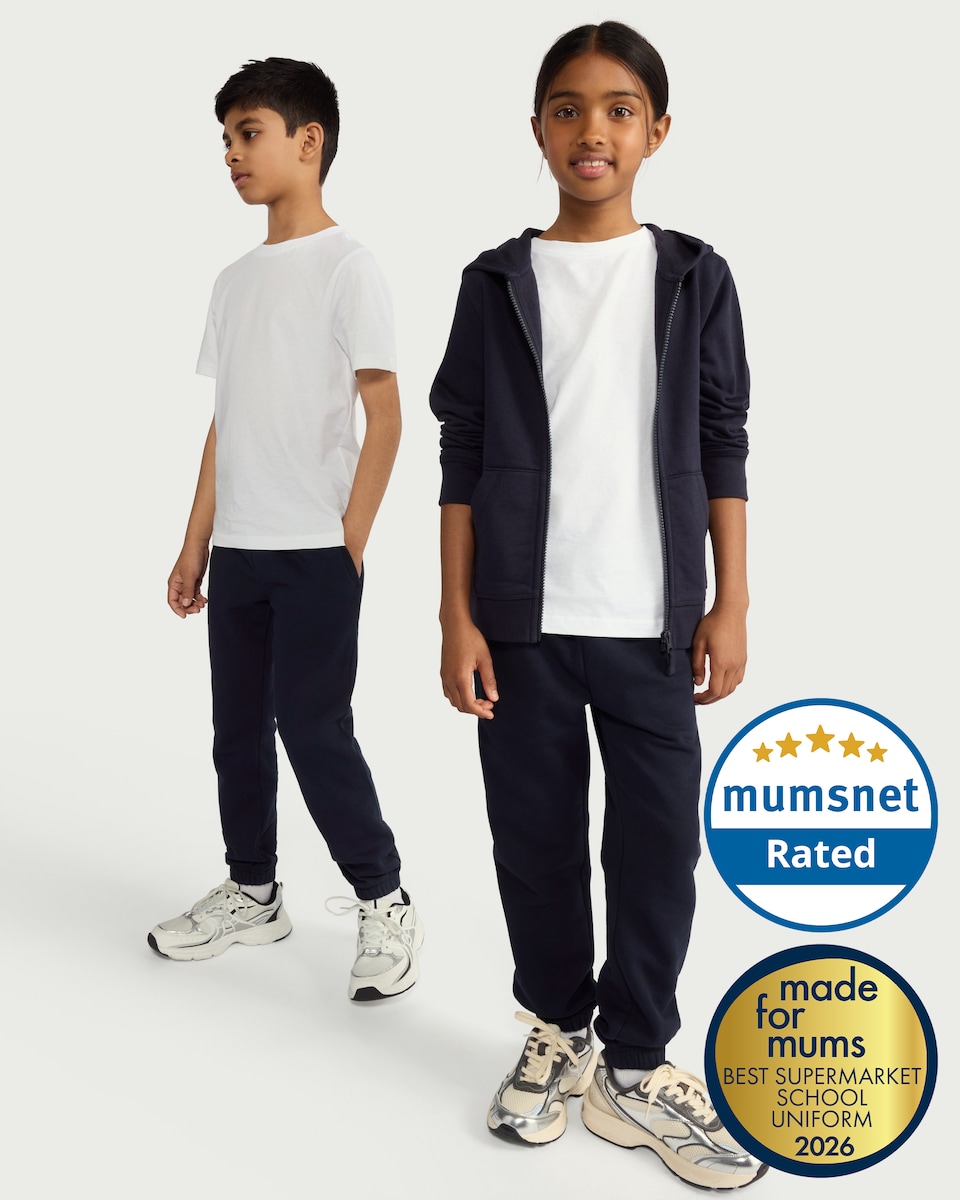 image 1 of F&F School Unisex 2-Pack Cotton Rich Joggers in Navy