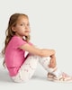 image 1 of F&F Girls 2-Pack Cotton Rich Heart Print Flared Leggings in Multi Pink