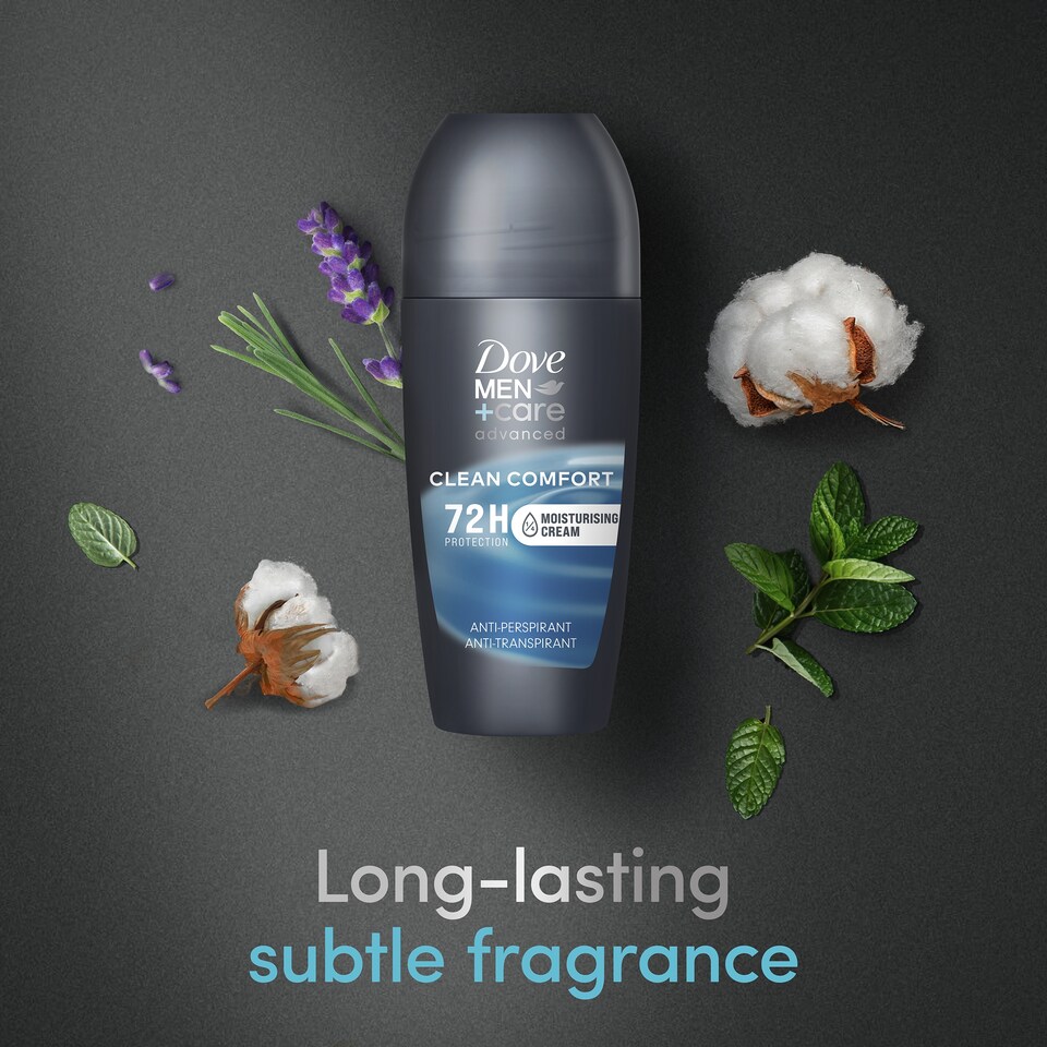 image 1 of Dove Men+Care Clean Comfort 72h Roll-On Antiperspirant Deodorant 50ml