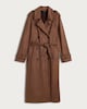 image 4 of F&F Faux Suede Double Breasted Longline Trench Coat in Brown