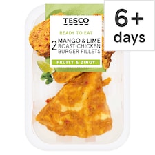 Tesco Mango & Lime Roast Chicken Burger Fillets 2 Pack 150g