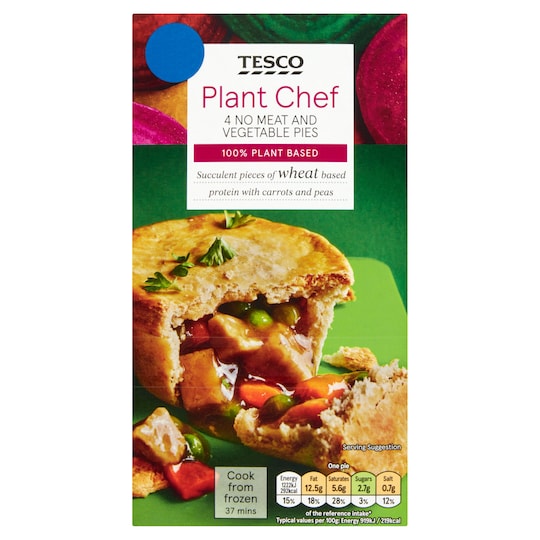 Tesco Plant Chef 4 No Meat & Vegetable Pies 568G Tesco Groceries