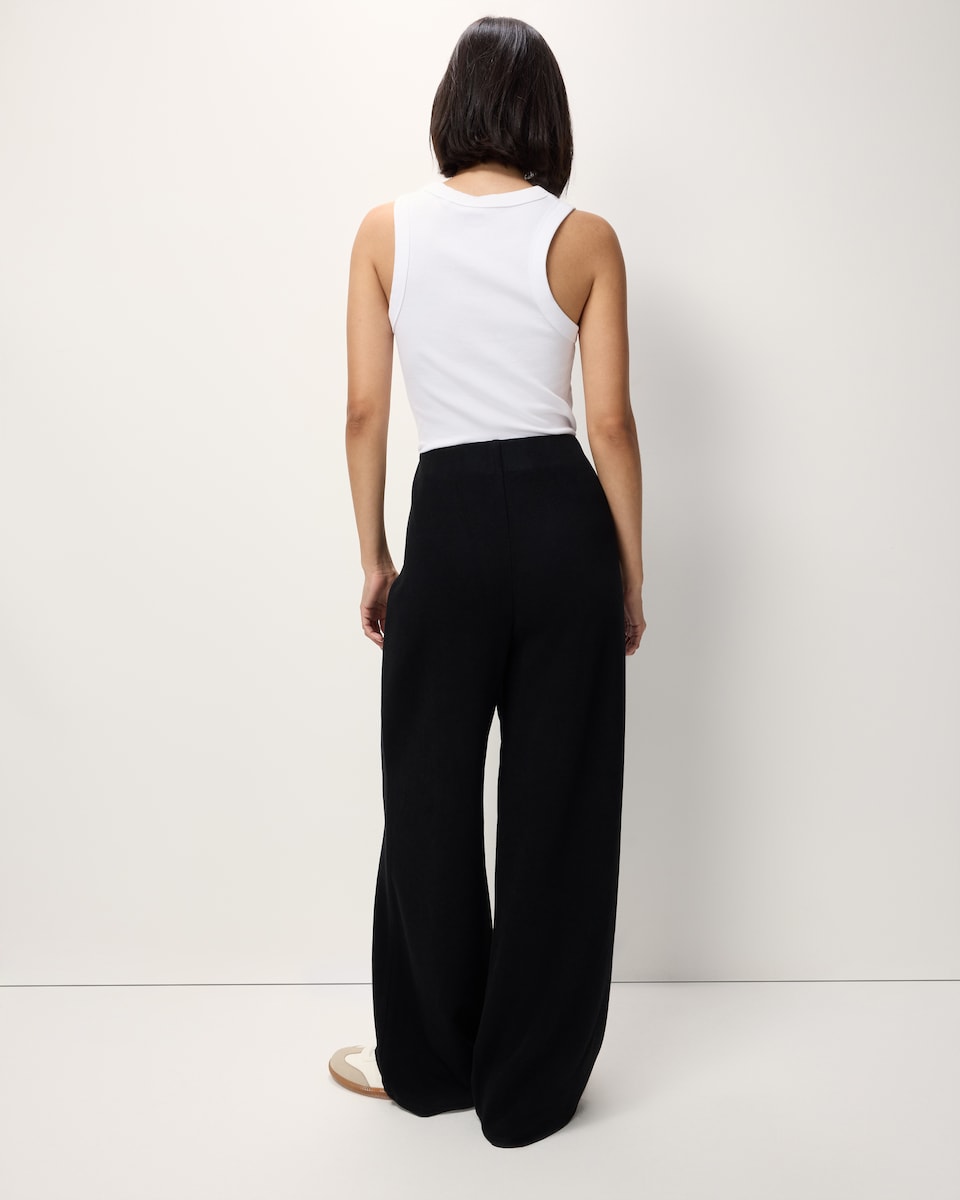 image 1 of F&F Brushed Pintuck Wide Leg Trousers in Black