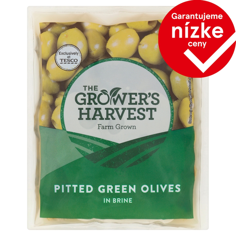 The Grower's Harvest Zelené vykôstkované olivy v slanom náleve 195 g