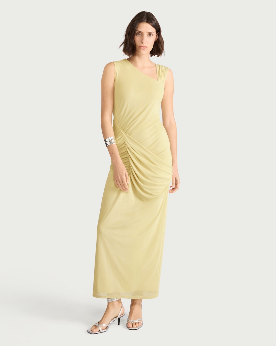 image 1 of F&F Asymmetric Draped Midi Dress in Yellow