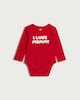 image 1 of F&F Baby Pure Cotton I Love Mummy Long Sleeved Bodysuit in Red