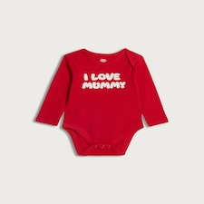 F&F Baby Pure Cotton I Love Mummy Long Sleeved Bodysuit in Red