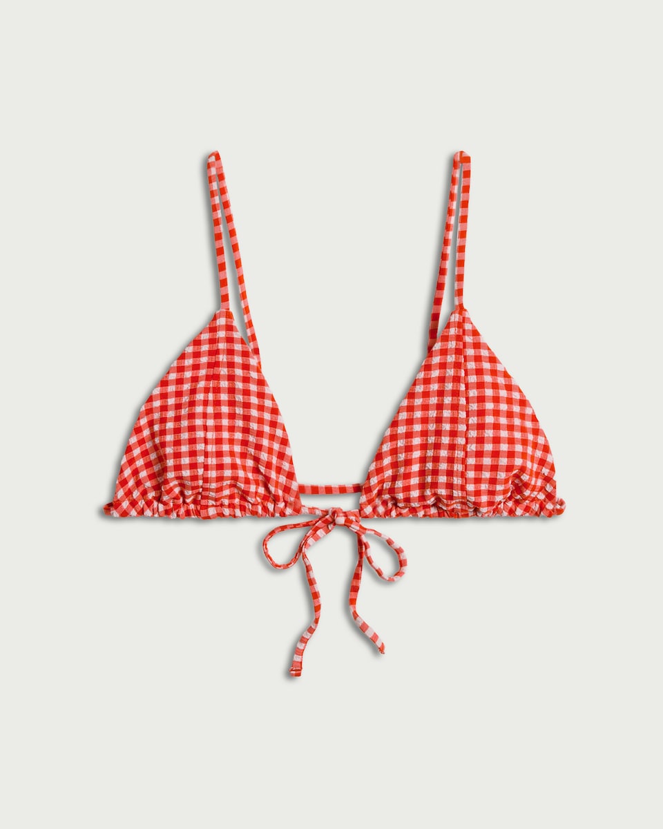 image 1 of OH ME OH MY Gingham Print Triangle Bikini Top in Red
