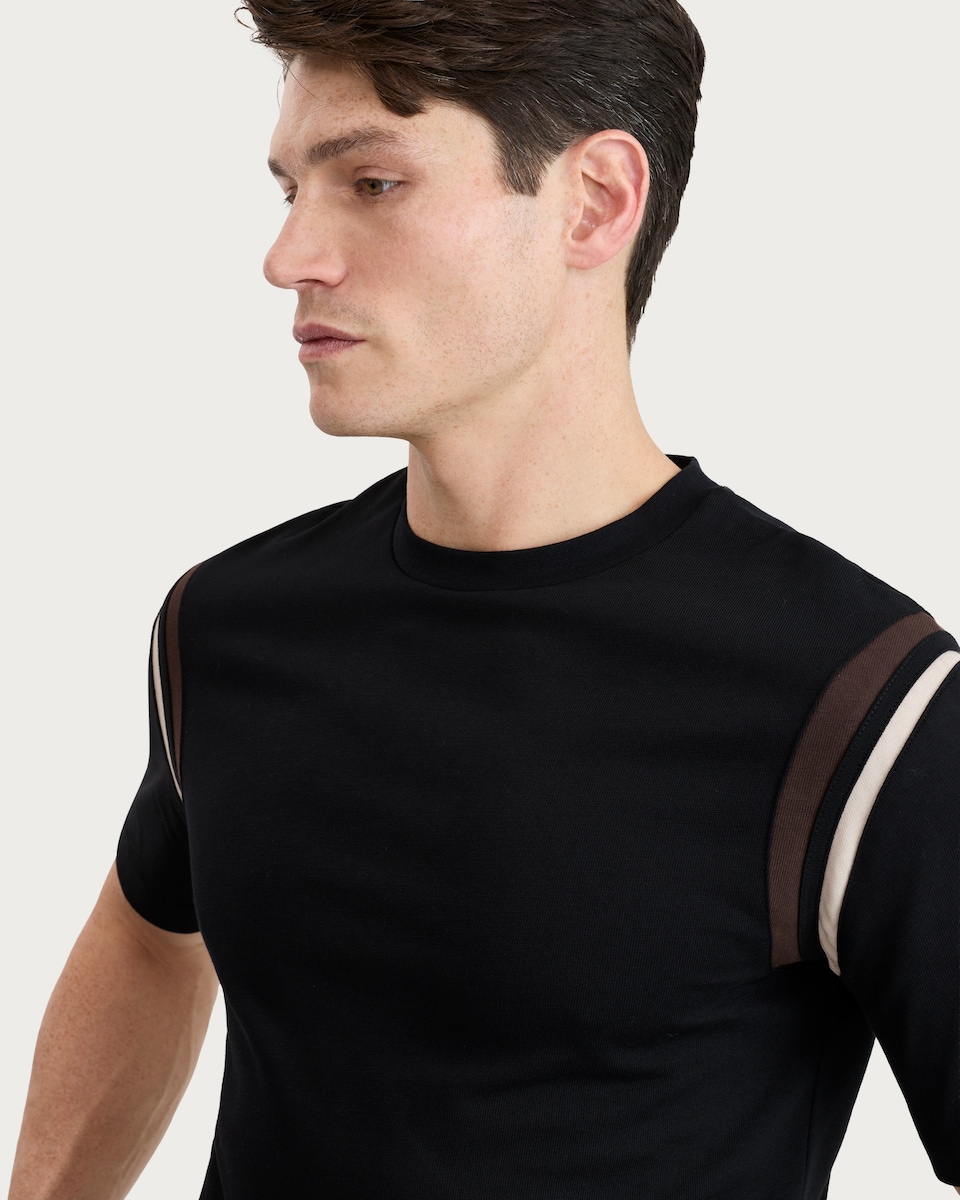 image 1 of F&F Pure Cotton Colour Block Short Sleeved T-Shirt in Black