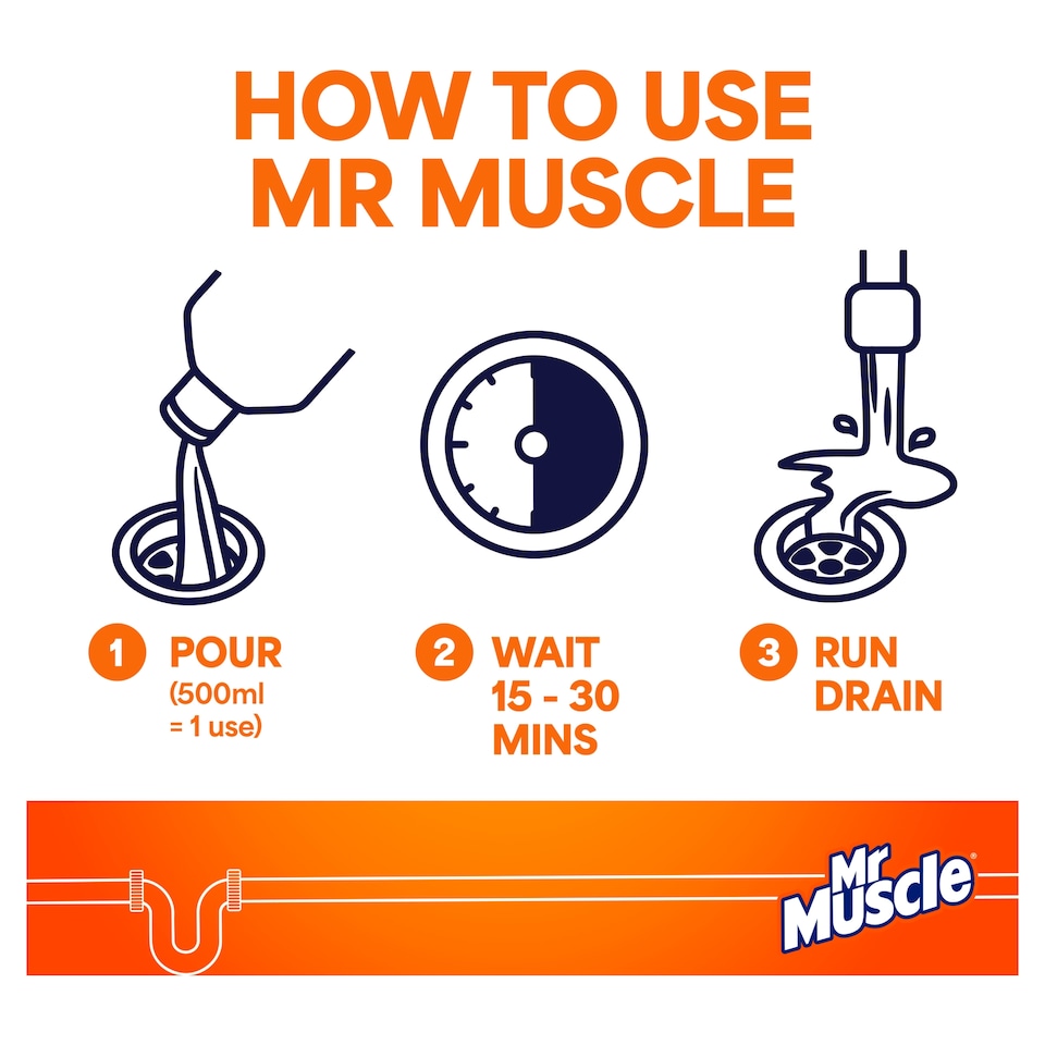 image 1 of Mr Muscle Drain Foamer Pipe Cleaner - Deep Clean & Odour Eliminator 500ml